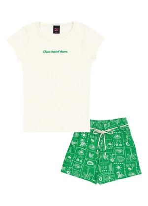 Pulla Bulla - Conjunto Ribana com Elastano Leve Bege - PULLA BULLA