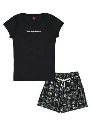 Pulla Bulla - Conjunto Ribana com Elastano Leve Preto - PULLA BULLA