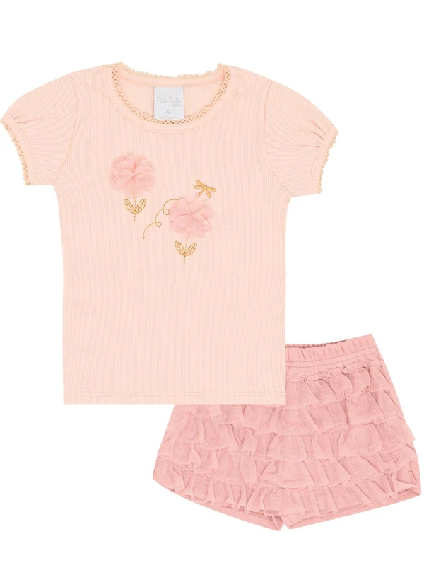 Pulla Bulla - Conjunto Ribana com Elastano Leve Rosa