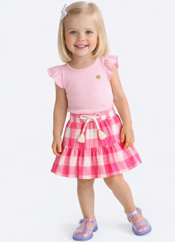 Pulla Bulla - Conjunto Ribana com Elastano Leve Rosa