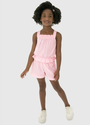 Malwee Kids - Conjunto Rosa Claro Anarruga Listrado Cropped - MALWEE KIDS