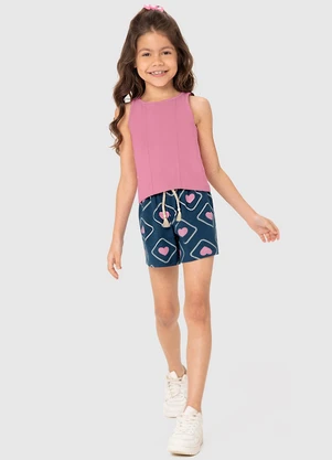 Malwee Kids - Conjunto Rosa Claro Cropped Corações - MALWEE KIDS