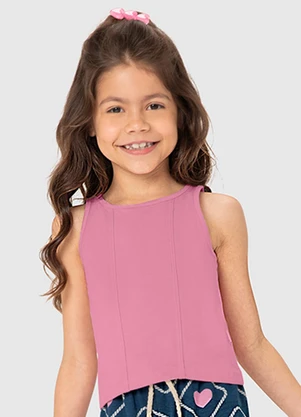 Malwee Kids - Conjunto Rosa Claro Cropped Corações - MALWEE KIDS