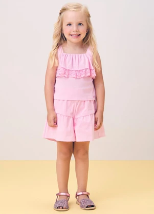 Momi - Conjunto Rosa com Babado de Renda - MOMI