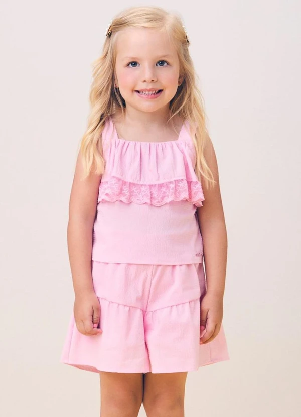Momi - Conjunto Rosa com Babado de Renda