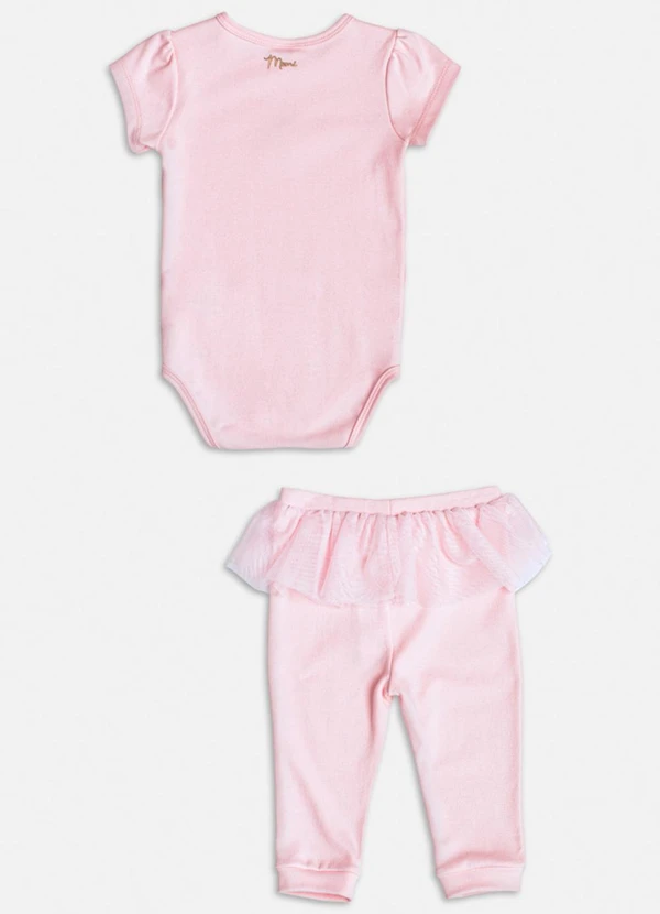 Momi - Conjunto Rosa com Bordado de Ursinho Rosa 2