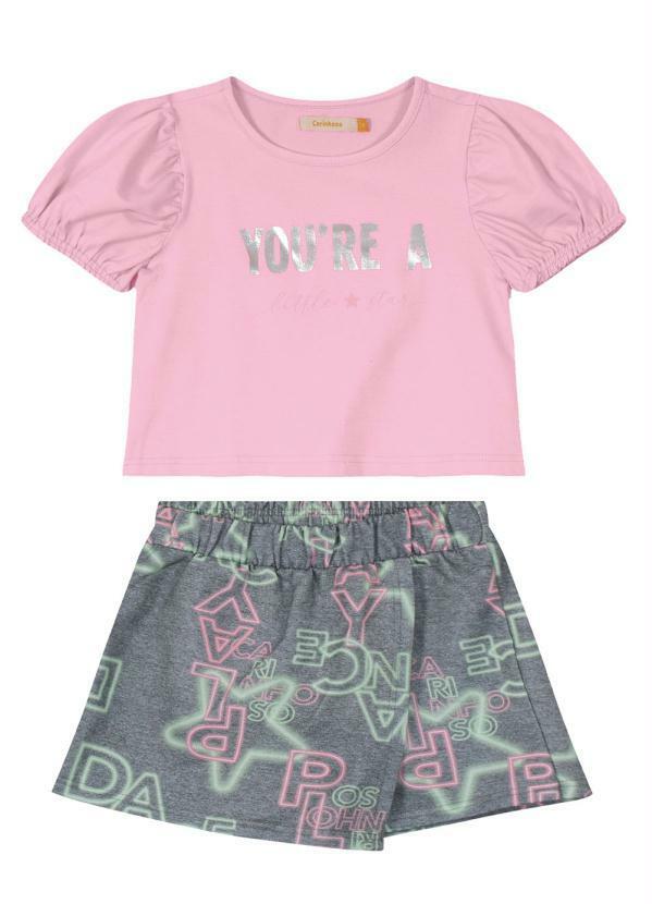 Carinhoso - Conjunto Rosa Cropped You Are a Little Star