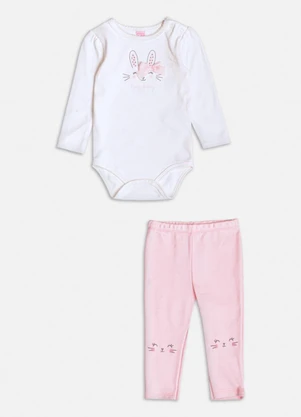 Momi - Conjunto Rosa de Coelhinho Branco - MOMI