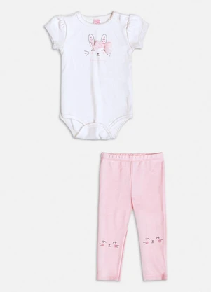 Momi - Conjunto Rosa de Coelhinho Branco - MOMI