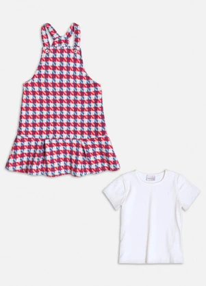 Momi - Conjunto Rosa de Pied Coq Branco - MOMI