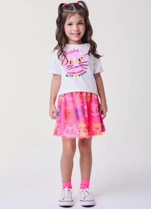 Bimbi - Conjunto Rosa de Tule com Gatinhos Pink - BIMBI
