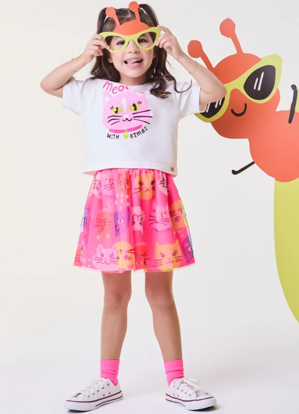 Bimbi - Conjunto Rosa de Tule com Gatinhos Pink 3
