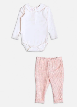 Momi - Conjunto Rosa de Tweed com Corações Rosa - MOMI