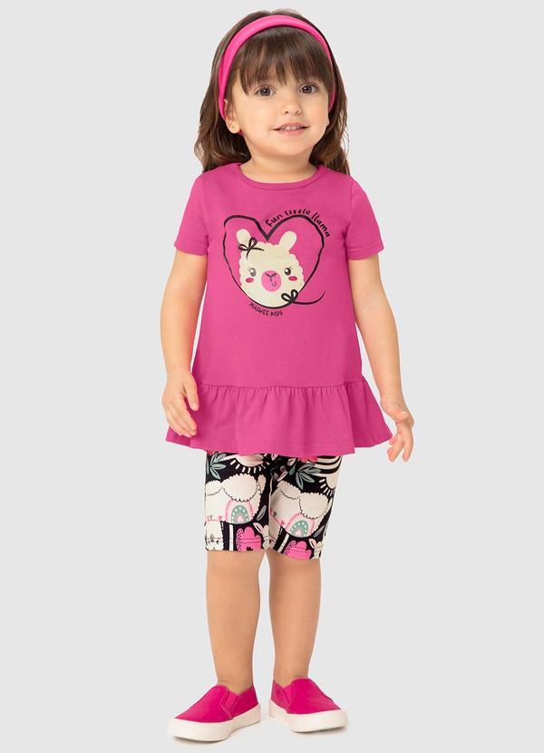 Malwee Kids - Conjunto Rosa Escuro Lhamas Menina