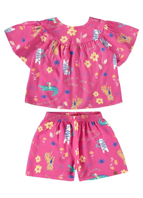 Malwee Kids - Conjunto Safari Menina Rosa Escuro)