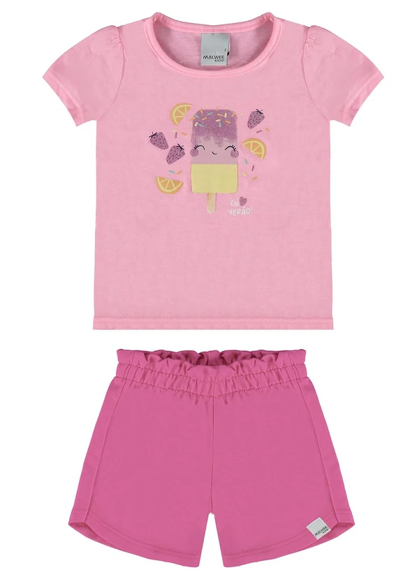Malwee Kids - Conjunto Eu Amo Verão Menina Rosa 3