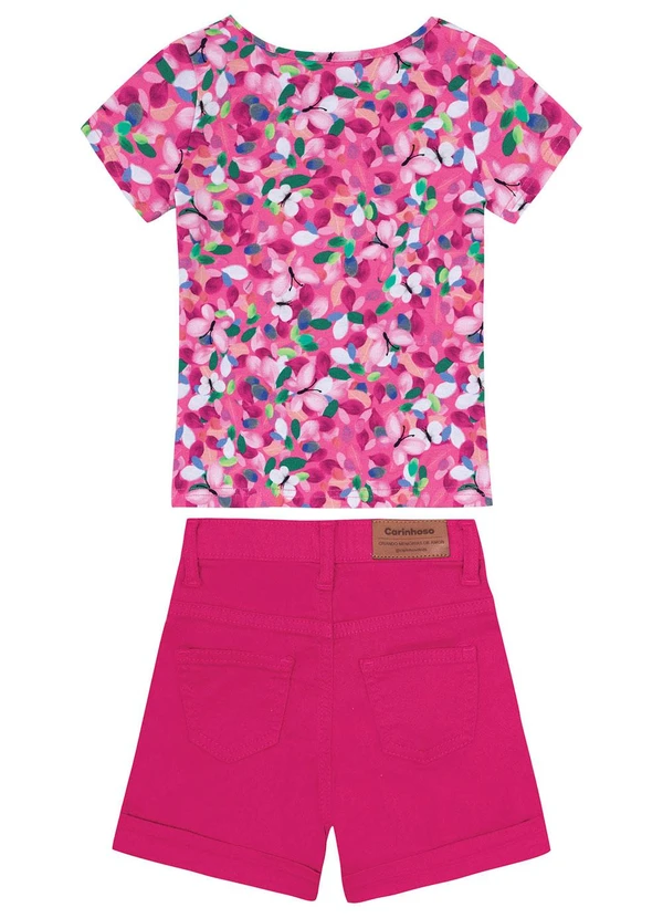 Carinhoso - Conjunto Rosa Floral com Sarja Menina 2