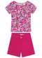 Carinhoso - Conjunto Rosa Floral com Sarja Menina - variação: Rosa