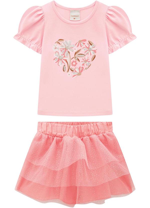 Carinhoso - Conjunto Rosa Floral com Tule Menina