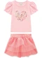 Carinhoso - Conjunto Rosa Floral com Tule Menina - variação: Rosa