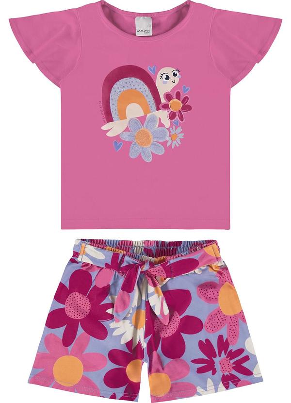 Malwee Kids - Conjunto Rosa Floral Evasê Menina 1