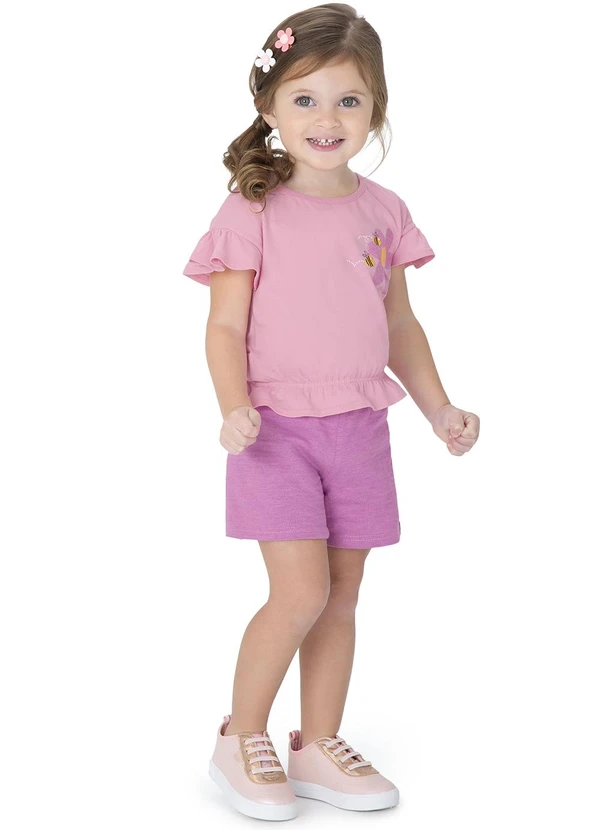Malwee Kids - Conjunto Rosa Florzinha com Glitter 2