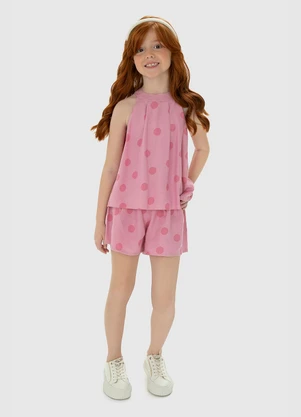 Carinhoso - Conjunto Rosa Poá em Viscolinho Menina - CARINHOSO