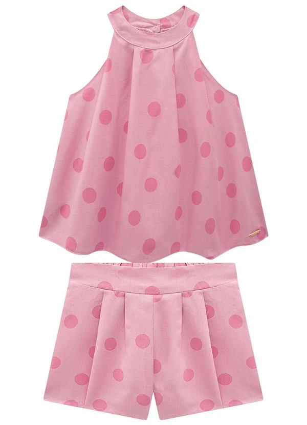 Carinhoso - Conjunto Rosa Poá em Viscolinho Menina 2