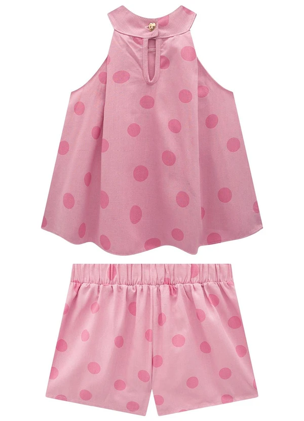 Carinhoso - Conjunto Rosa Poá em Viscolinho Menina 3