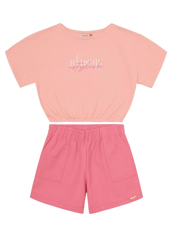 Carinhoso - Conjunto Rosê Always Stylish Cropped Menina