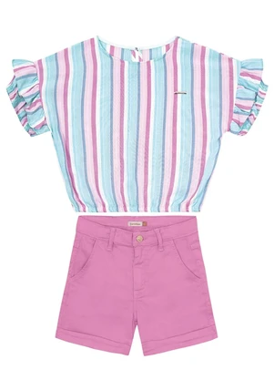 Carinhoso - Conjunto Roxo Alfaiataria com Lurex Menina - CARINHOSO