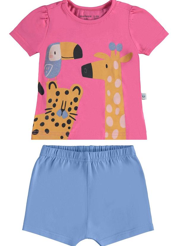 Malwee Kids - Conjunto Safari com Glitter Rosa Escuro
