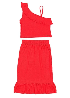 Soft Bonni - Conjunto Saia Midi e Blusa Infantil  Vermelho - SOFT BONNI