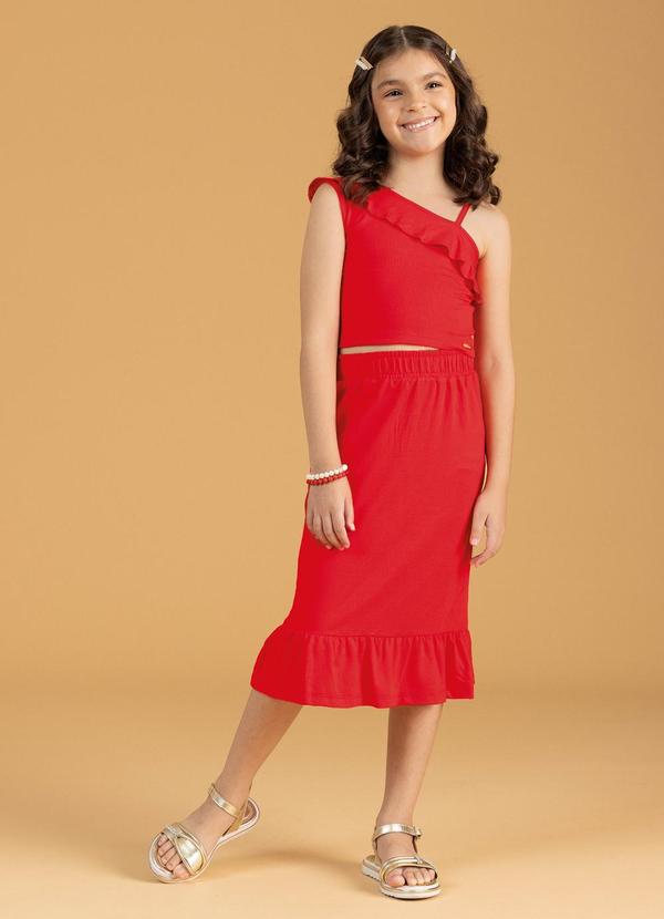 Soft Bonni - Conjunto Saia Midi e Blusa Infantil Vermelho