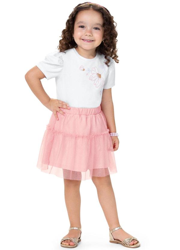 Alenice - Conjunto Saia Tule Menina Branco