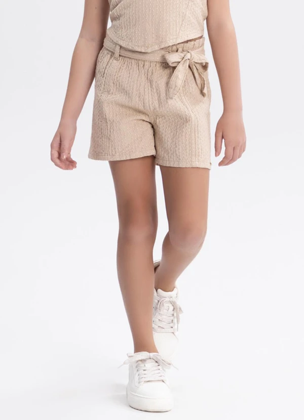 Alakazoo - Conjunto Sarja Menina com Blusa e Shorts Bege 3