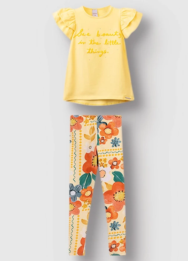 Carinhoso - Conjunto See Beauty Floral Menina Amarelo 1
