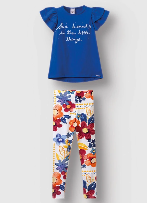 Carinhoso - Conjunto See Beauty Floral Menina Azul Escuro 4