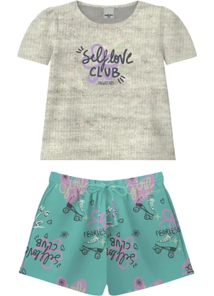 Malwee Kids - Conjunto Self Love Club Cinza Mescla - MALWEE KIDS