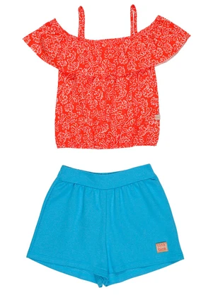 Tink Bink - Conjunto Semi Cropped Shorts MoletinhoAzul - TINK BINK
