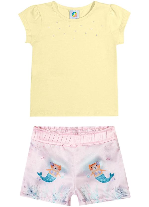 Alenice - Conjunto Sereia Superfofa Menina Amarelo