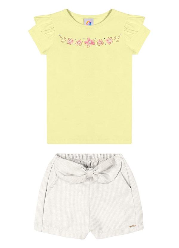 Alenice - Conjunto Short com Laço Menina Amarelo