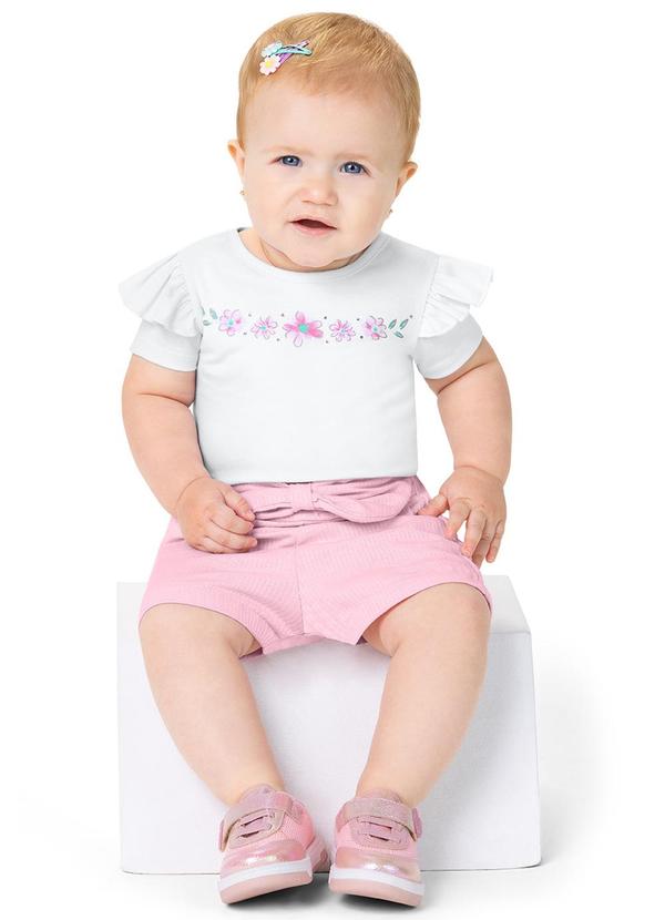 Alenice - Conjunto Short com Laço Menina Branco 1