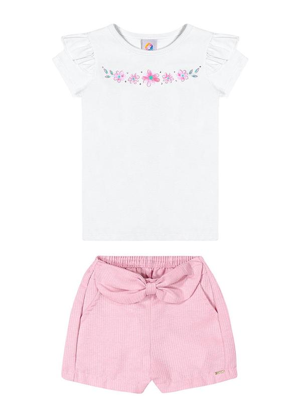 Alenice - Conjunto Short com Laço Menina Branco 2