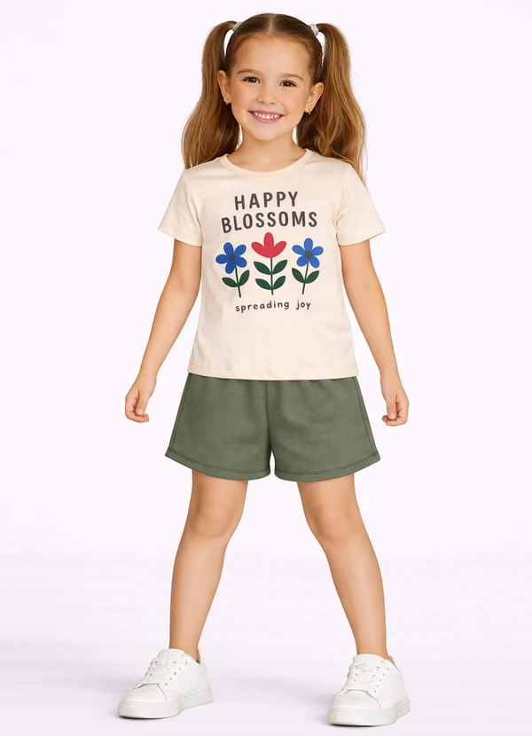 Select - Conjunto Short e Blusa Estampada Laranja