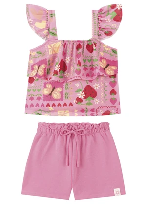 Marlan - Conjunto Shorts e Blusa com Babados Rosa - MARLAN
