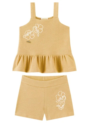 Milli e Nina - Conjunto Shorts e Blusa de Alças Bege - MILLI E NINA