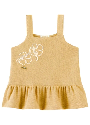 Milli e Nina - Conjunto Shorts e Blusa de Alças Bege - MILLI E NINA