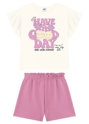 Marlan - Conjunto Shorts e Blusa Estampa Relevo Bege - MARLAN