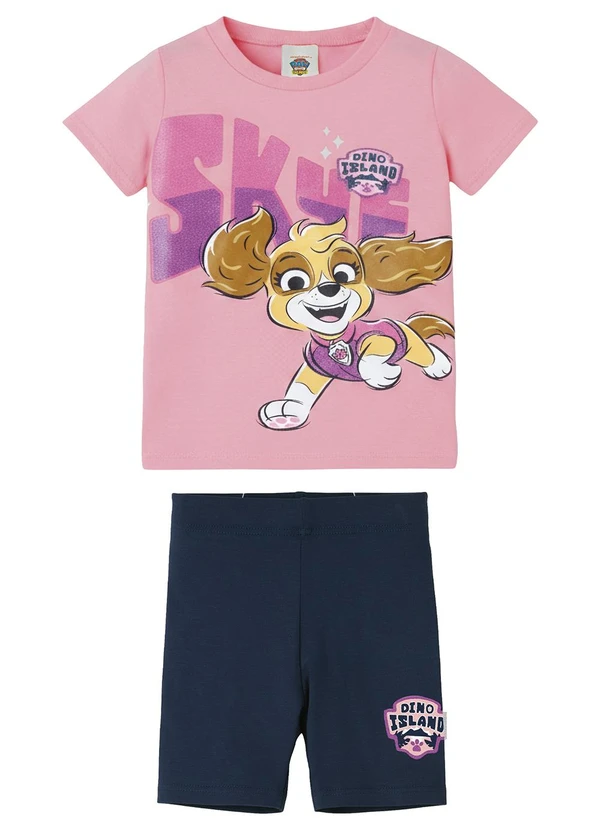 Malwee Kids - Conjunto Skye Glitter Patrulha Rosa Claro